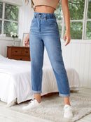 Calça Mom Jeans com Elástico