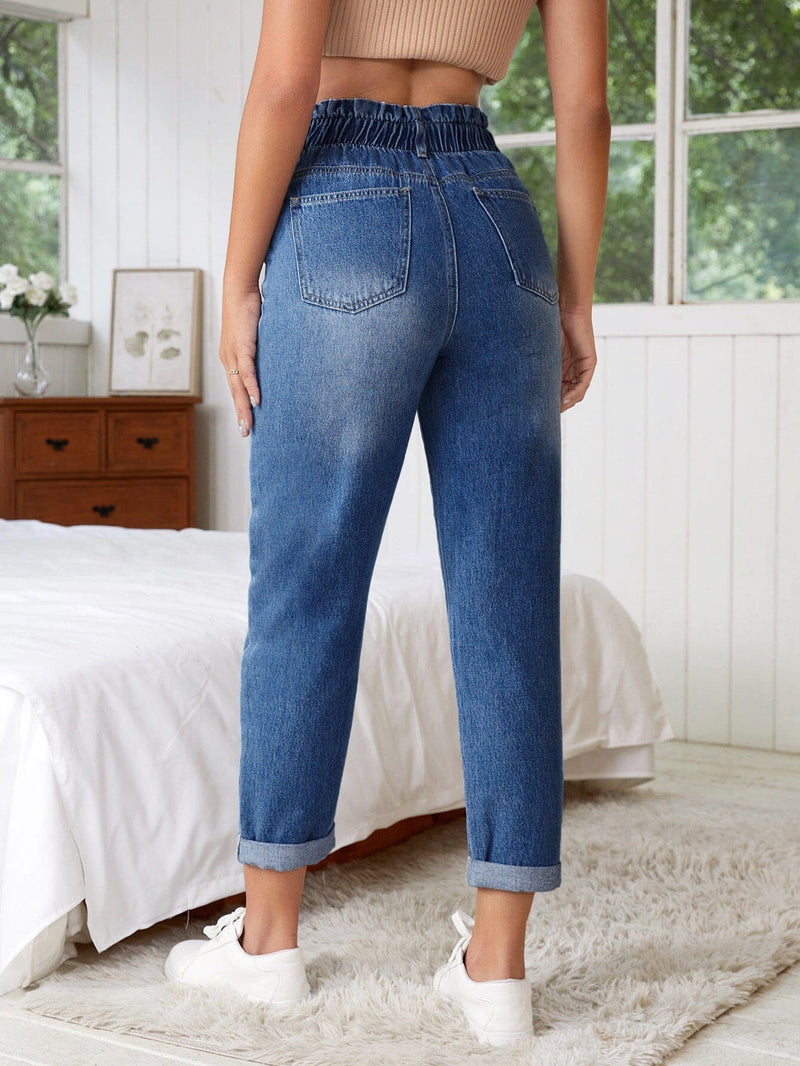 Calça Mom Jeans com Elástico