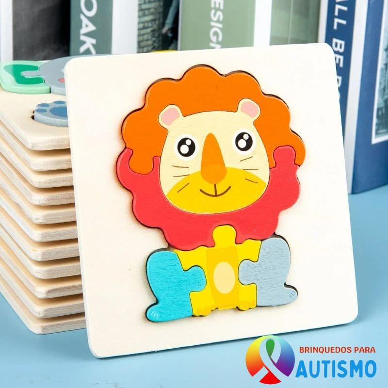 Quebra Cabeça Infantil de Madeira Animais