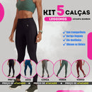 Kit 5 Calças Legging + Brinde - Aumenta Bumbum e Afina Cintura - DIRETO DA FÁBRICA (Últimas Unidades!)
