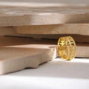 Anel Folha Ajustável Banhado em Ouro 18K