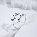 Anel Prata Ajustável Folhas