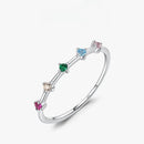 Anel Prata com Zircônias Coloridas