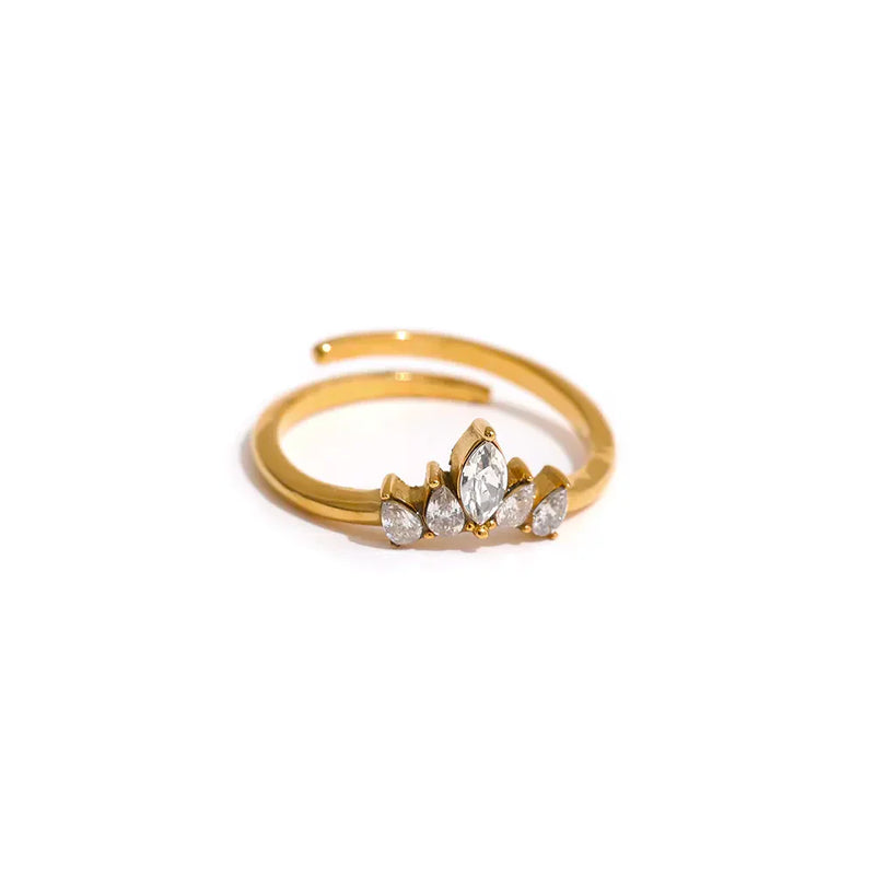 Anel Princesa ajustável Banhado a Ouro 18k