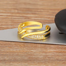 Anel Traçado com Zircônias  Ajustável