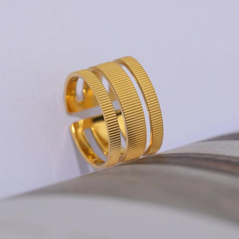 Anel Triplo Ajustável Banhado a Ouro 18K
