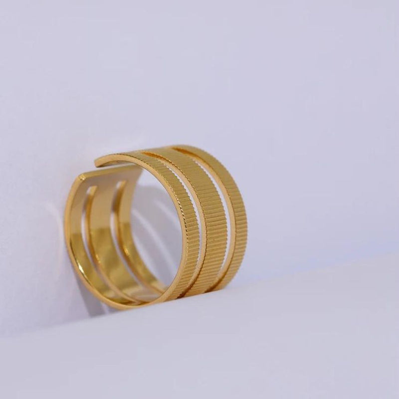 Anel Triplo Ajustável Banhado a Ouro 18K
