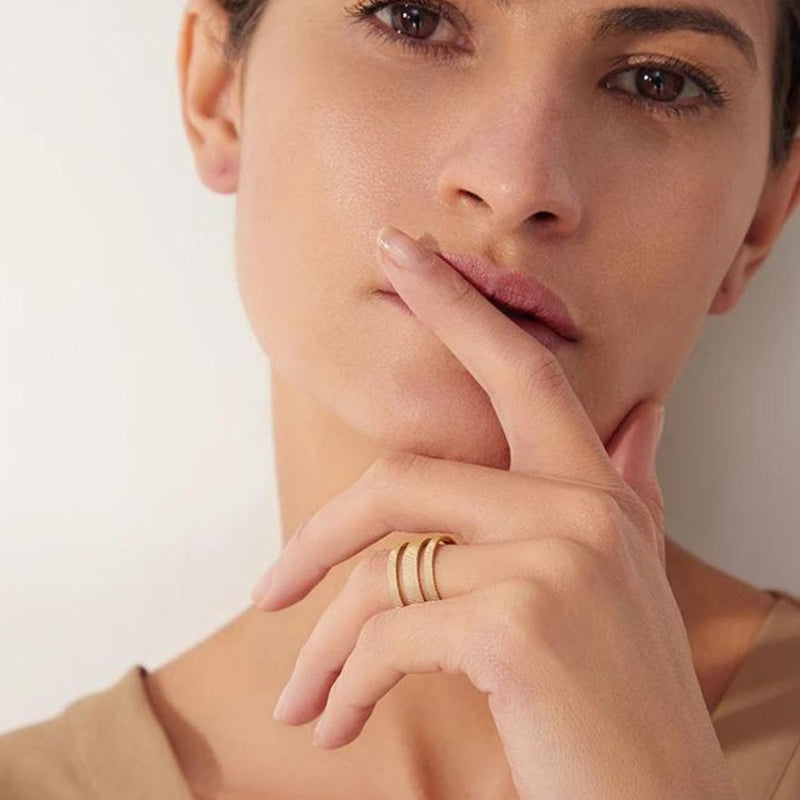 Anel Triplo Ajustável Banhado a Ouro 18K