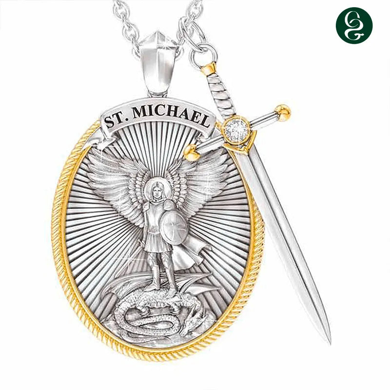 Colar de ouro 18K Mitologia Ocidental São Miguel Anjo