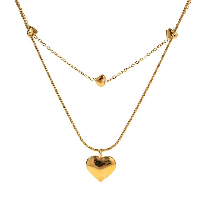 Colar Duplo com Pingente de Coração