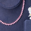 Colar Riviera com Zircônias de Coração Rosa