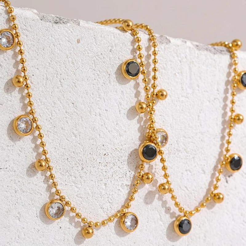 Conjunto de Colar e Pulseira Com Zircônias Cúbicas