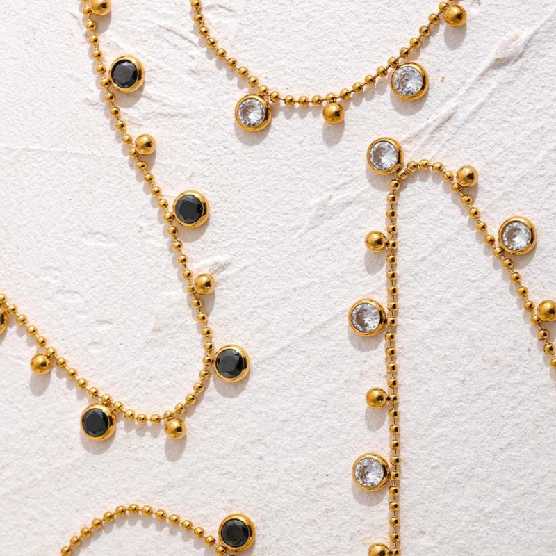 Conjunto de Colar e Pulseira Com Zircônias Cúbicas