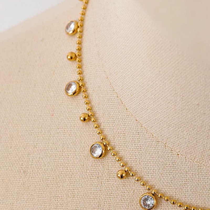 Conjunto de Colar e Pulseira Com Zircônias Cúbicas