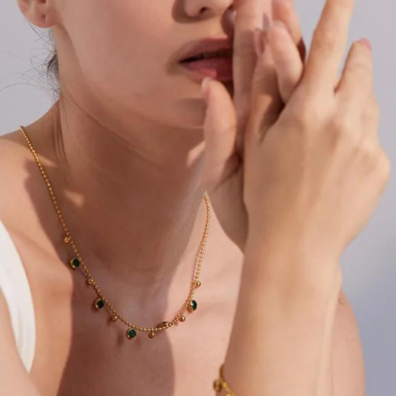 Conjunto de Colar e Pulseira Com Zircônias Cúbicas