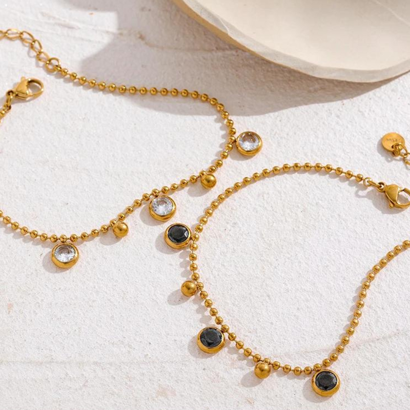 Conjunto de Colar e Pulseira Com Zircônias Cúbicas