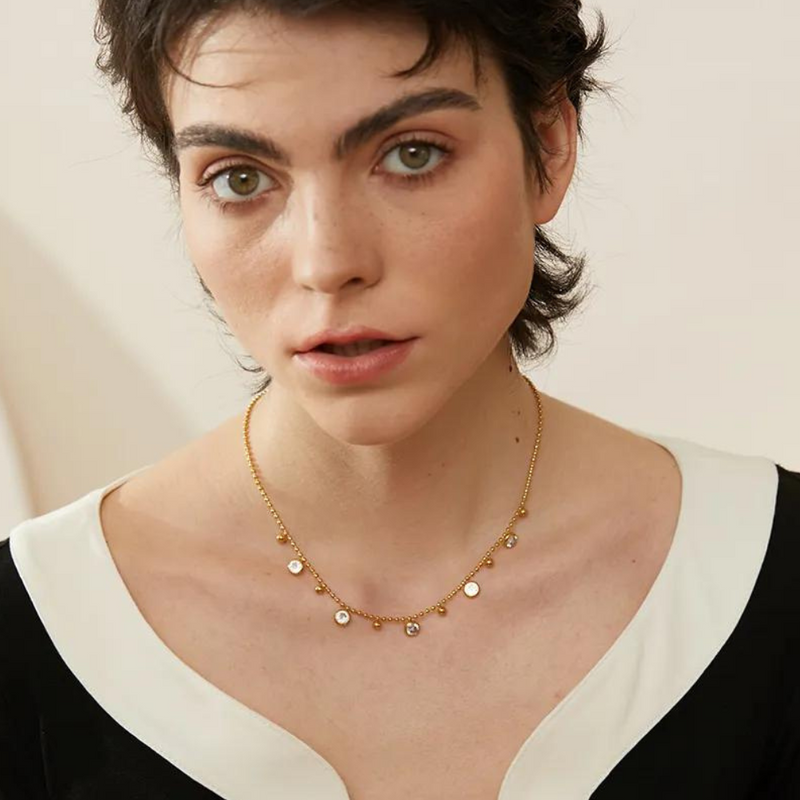 Conjunto de Colar e Pulseira Com Zircônias Cúbicas