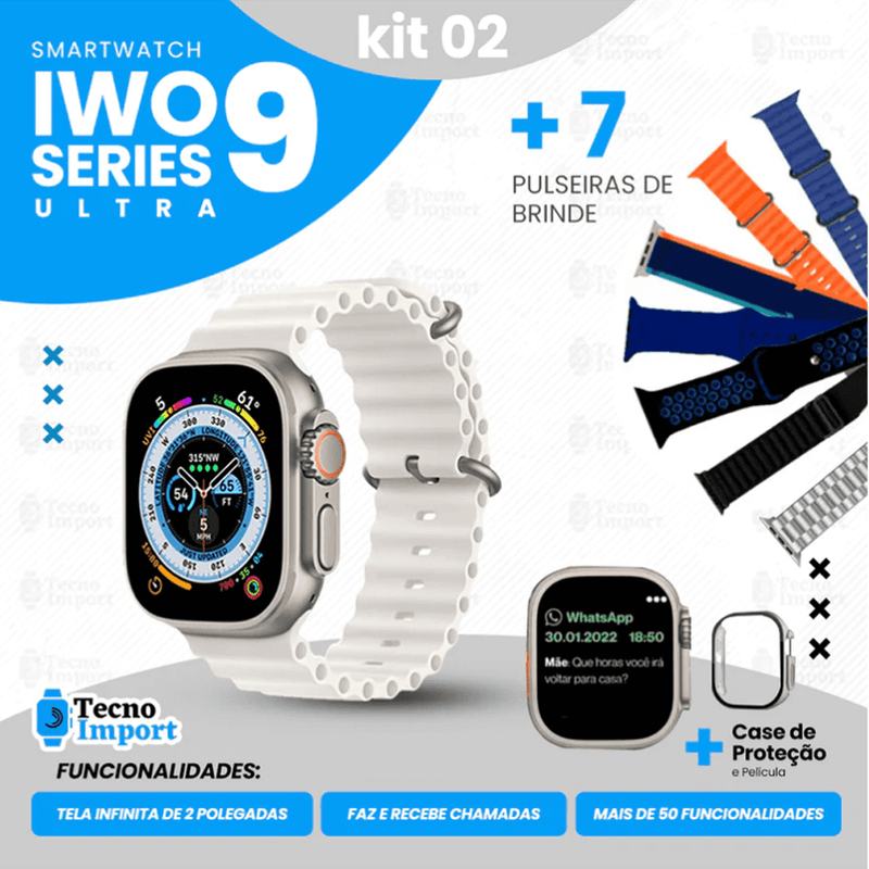 Lançamento Smartwatch Ultra Series 9 com 7 Pulseiras + Case de Brindes
