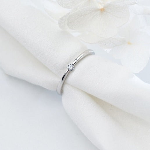 Anel Ponto de Zircônia Prata