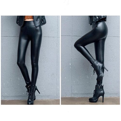 Calça Legging de Couro Fosca Peluciada Zaara