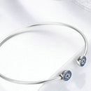 Pulseira Rígida Ajustável Olho Grego Prata