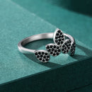 Anel Prata Coroa de Zircônias Pretas