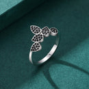 Anel Prata Coroa de Zircônias Pretas