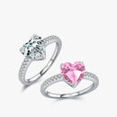 Anel Prata com Coração de Zircônia e Cristais