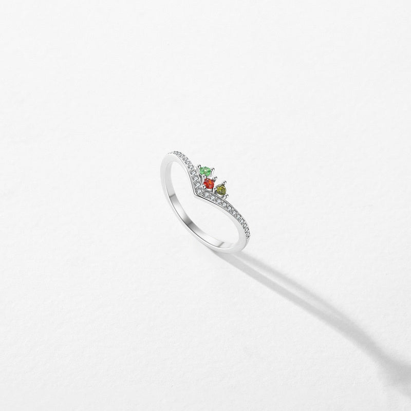 Anel Prata Coroa de Zircônias Arco-Íris