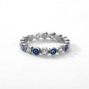 Anel Pontos de Zircônia e Olho Grego Prata