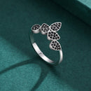 Anel Prata Coroa de Zircônias Pretas