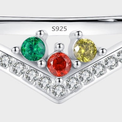 Anel Prata Coroa de Zircônias Arco-Íris