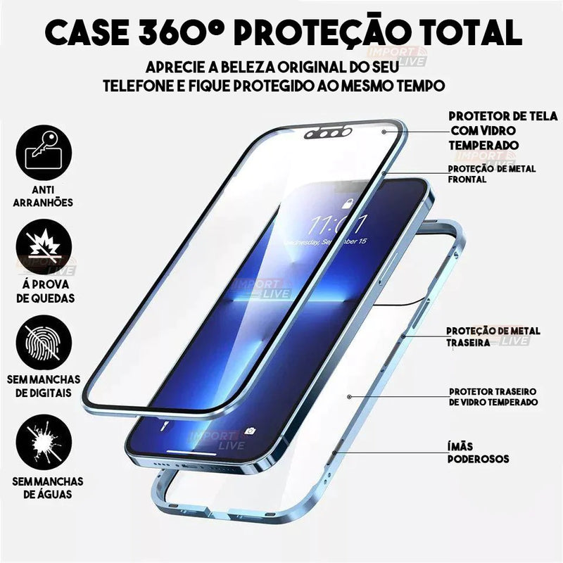 Case Magnética Blindada Premium com Dupla Proteção 360º - Tecno®