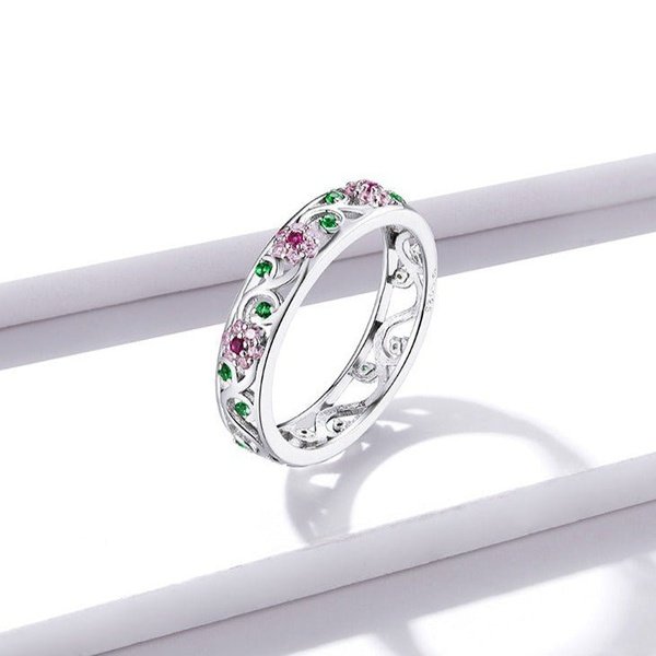 Anel Jardim Florido Prata