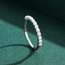 Anel Meia Aliança de Pérolas Prata