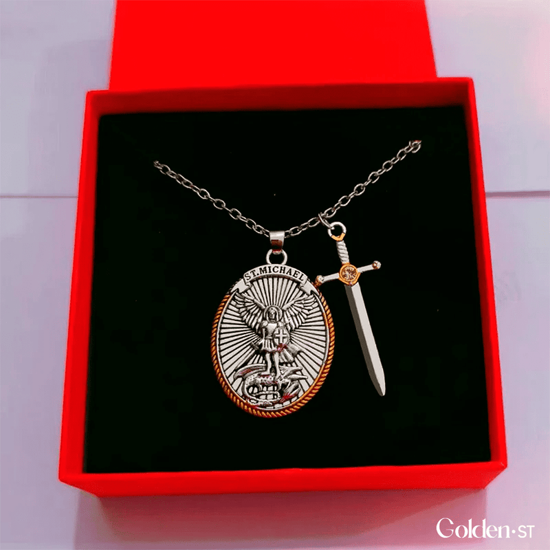Colar de ouro 18K Mitologia Ocidental São Miguel Anjo