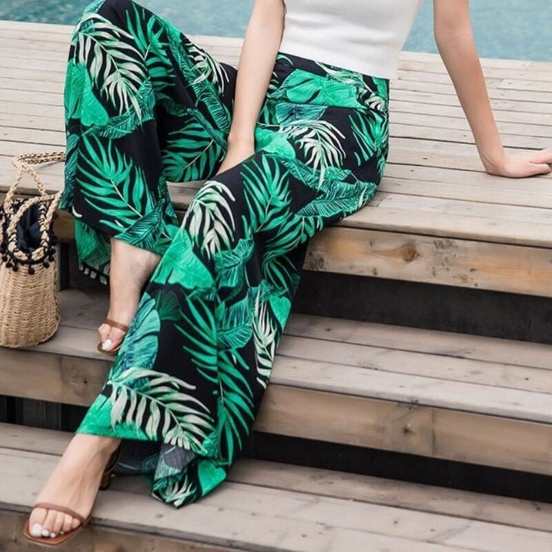 Calça Pantalona Folhas