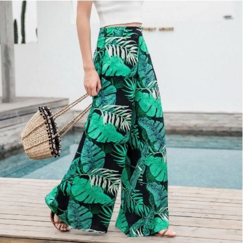 Calça Pantalona Folhas