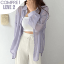 Camisa Chiffon Estilo Sobretudo/ Proteja-se do Sol (Promoção Compre 1, Leve 2)