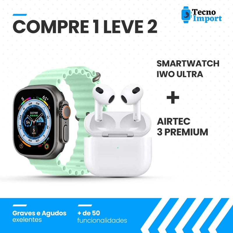 Combo AirTec 3 + Smartwatch Iwo Ultra Compre 1 e Leve 2