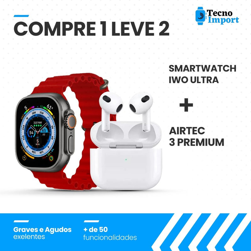 Combo AirTec 3 + Smartwatch Iwo Ultra Compre 1 e Leve 2