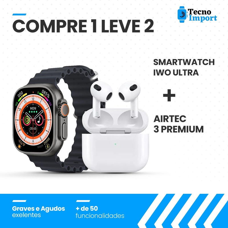 Combo AirTec 3 + Smartwatch Iwo Ultra Compre 1 e Leve 2
