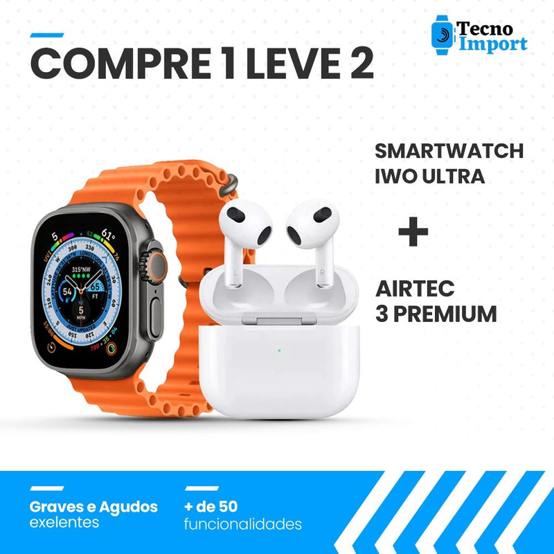 Combo AirTec 3 + Smartwatch Iwo Ultra Compre 1 e Leve 2