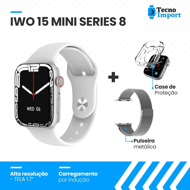 Lançamento Iwo Mini Series 8 + Pulseira Metálica + Case protetora de Brindes