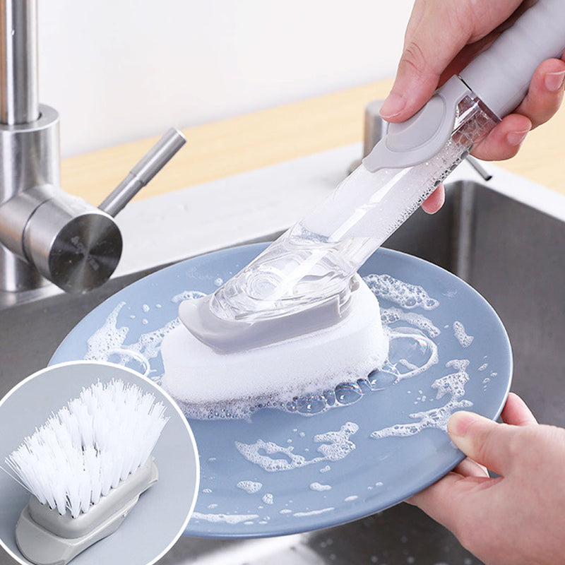 Escova de lavar louça 2 em 1 com dispenser de detergente